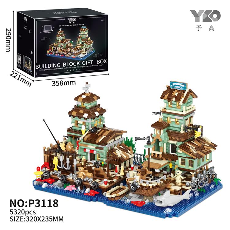 街景海边船屋组合+透明防尘展示罩套装 P3118