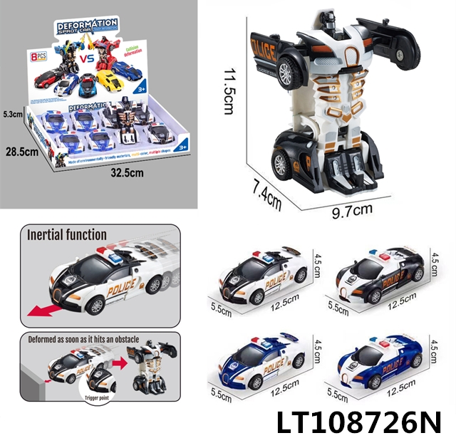 一键变形布加警车8只装 108726N