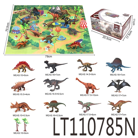 实心复古恐龙12只+2大椰树+1地图 110785N