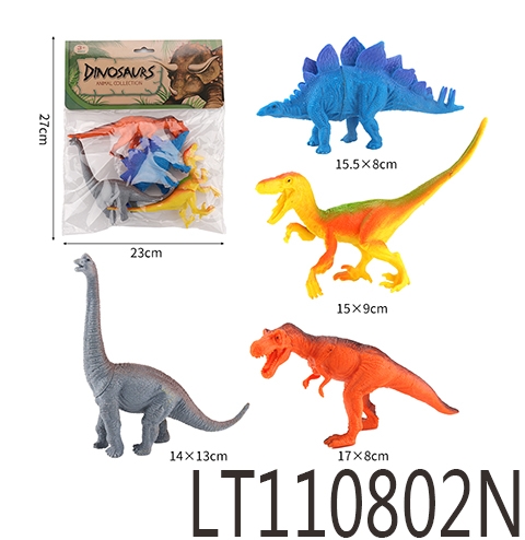 空心艳色恐龙4只 110802N