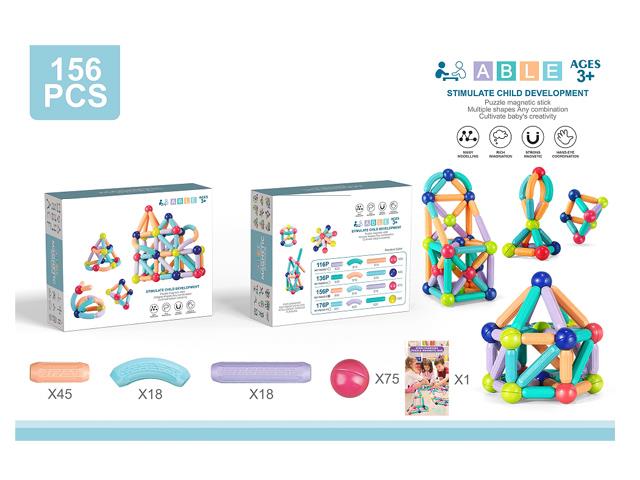 大颗粒DIY积木磁力棒156PCS JY1138120         