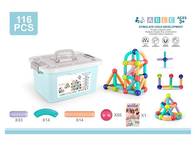 大颗粒DIY积木磁力棒116PCS JY1138132         