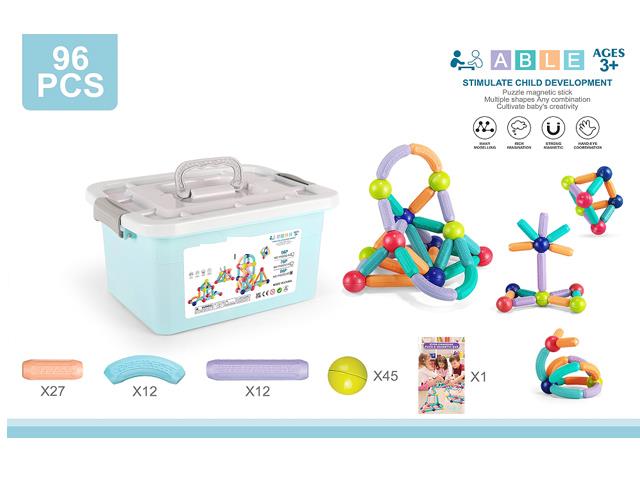 大颗粒DIY积木磁力棒96PCS JY1138131         