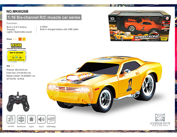 2.4G 六通带切换声音遥控肌肉改装赛车 MK8026B