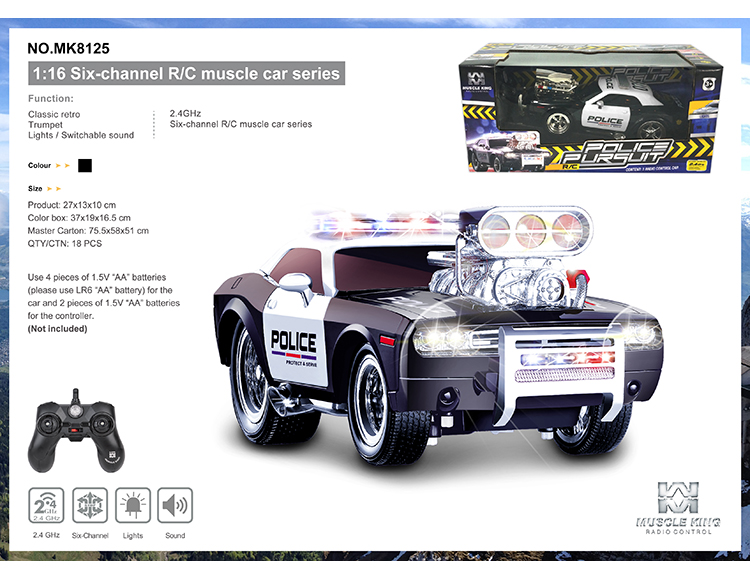 2.4G 六通带切换声音遥控肌肉改装警车 MK8125