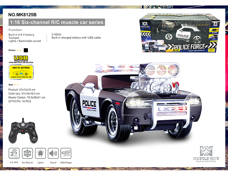 2.4G 六通带切换声音遥控肌肉改装警车 MK8125B