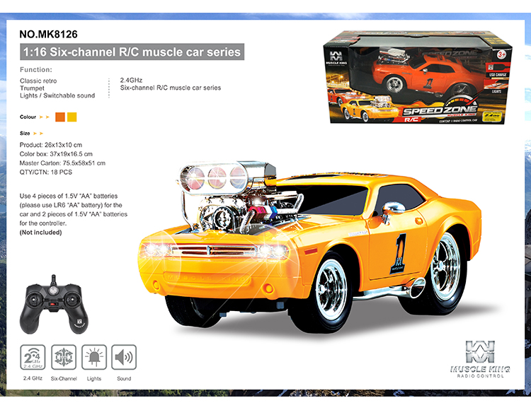 2.4G 六通带切换声音遥控肌肉改装赛车 MK8126