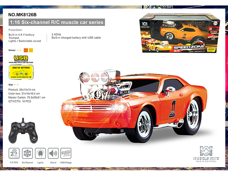 2.4G 六通带切换声音遥控肌肉改装赛车 MK8126B