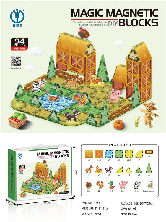 开心农场益智磁力积木94PCS 1813